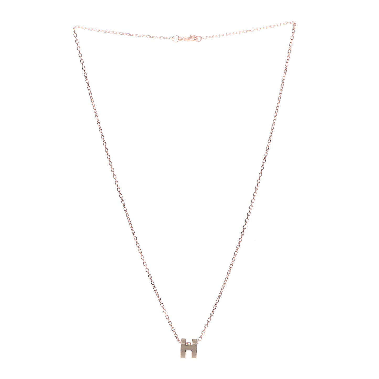 Lacquered Rose Gold Mini Pop H Pendant Necklace Marron Glace