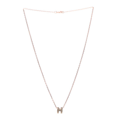 Hermes Lacquered Rose Gold Mini Pop H Pendant Necklace Marron Glace 3 of 5
