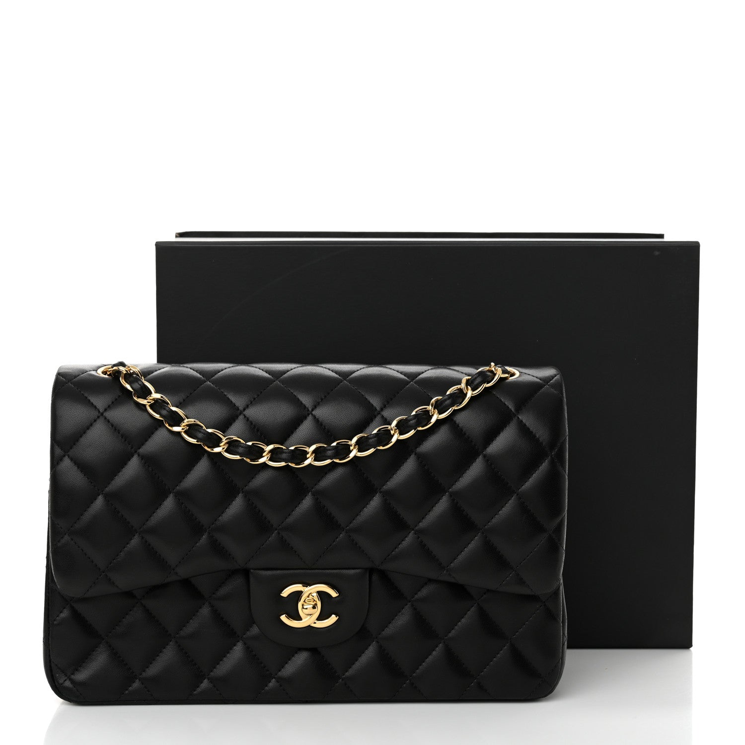 Chanel Lambskin Quilted Jumbo Double Flap Black 14 of 14