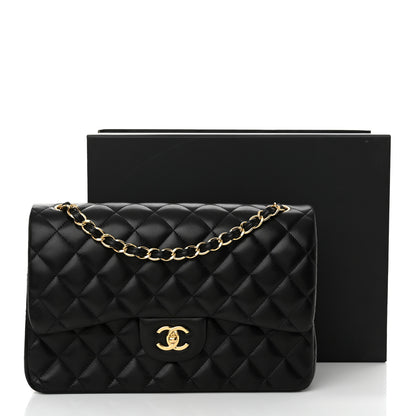 Chanel Lambskin Quilted Jumbo Double Flap Black 14 of 14