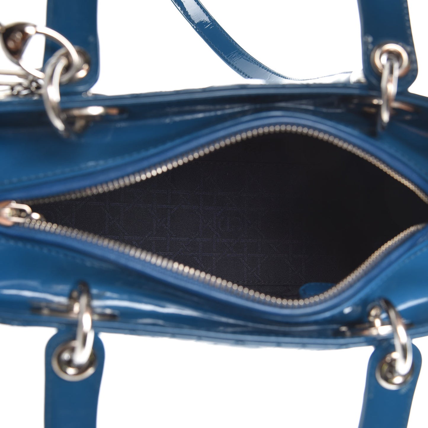 Patent Cannage Medium Lady Dior Blue