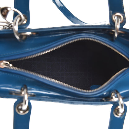 Christian Dior Patent Cannage Medium Lady Dior Blue 5 of 9
