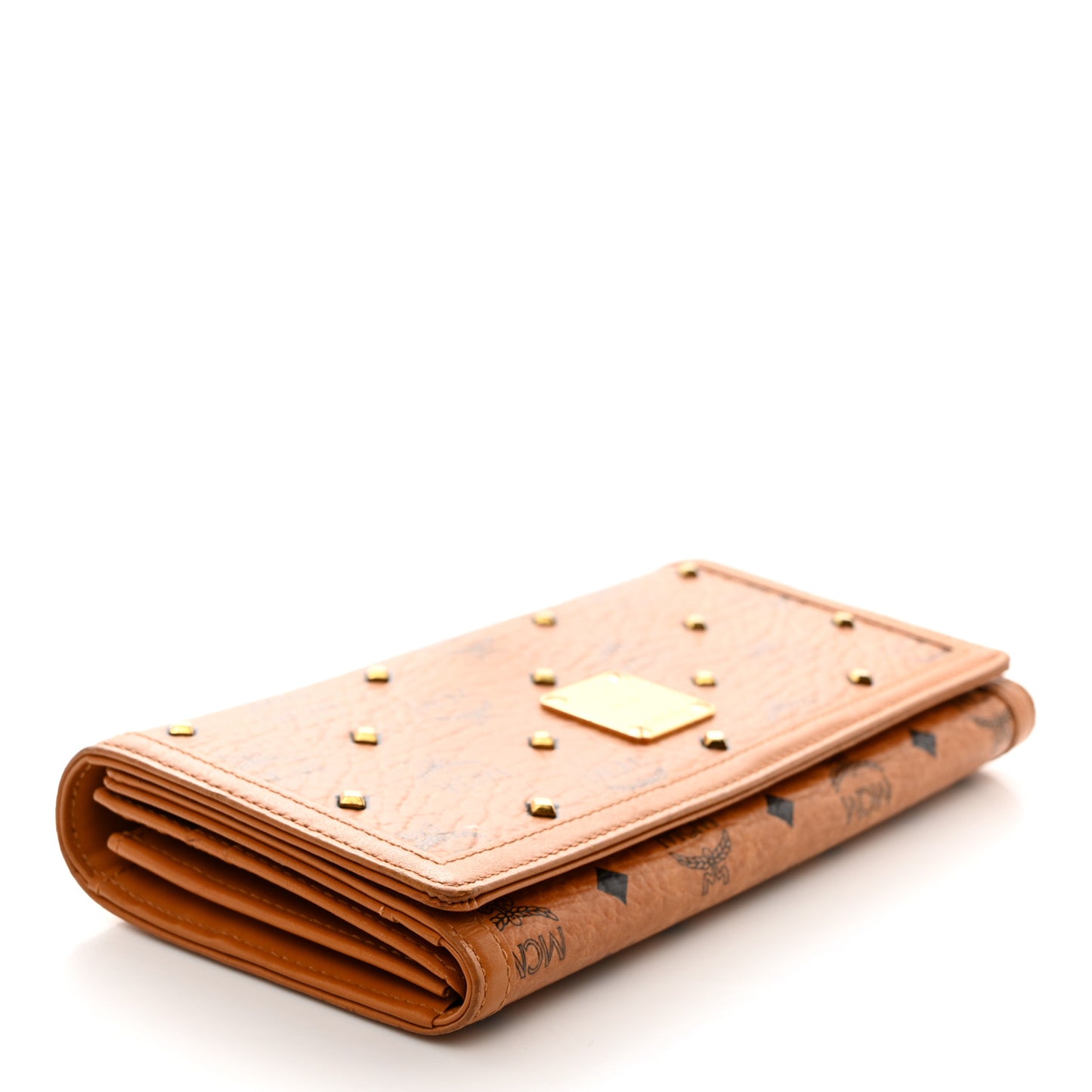 Visetos Studded Continental Flap Wallet Cognac