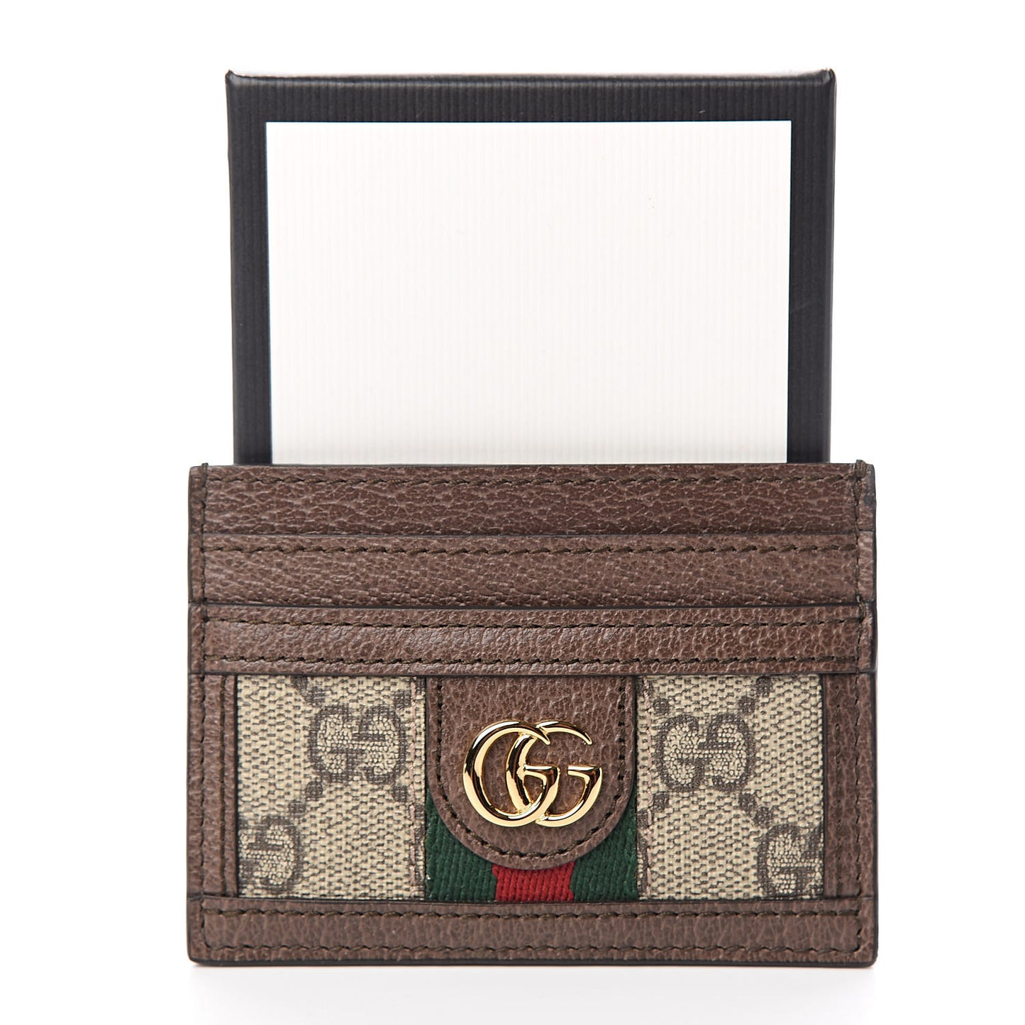 GG Supreme Monogram Ophidia Card Holder Brown