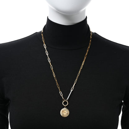Foundrae 18K Yellow Gold Diamond Medium Karma Medallion Extended Open Clip Chain Necklace 3 of 6