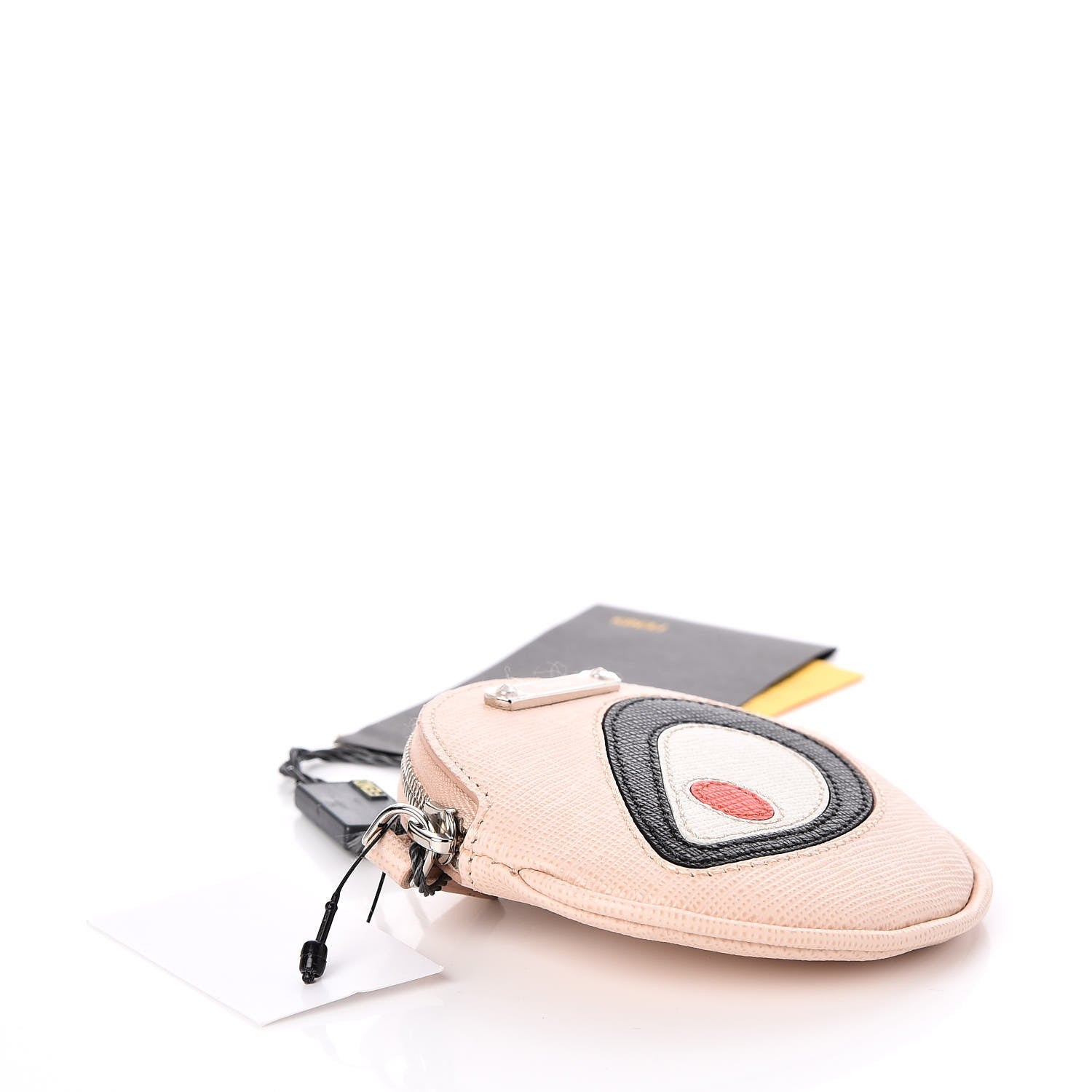 Fendi Saffiano Monster Eye Coin Purse Key Case Rosa Plaster 4 of 8