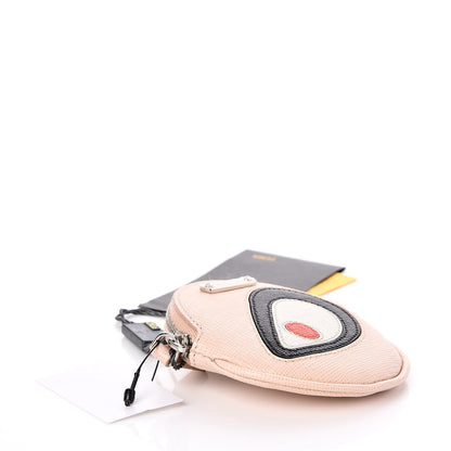 Fendi Saffiano Monster Eye Coin Purse Key Case Rosa Plaster 4 of 8