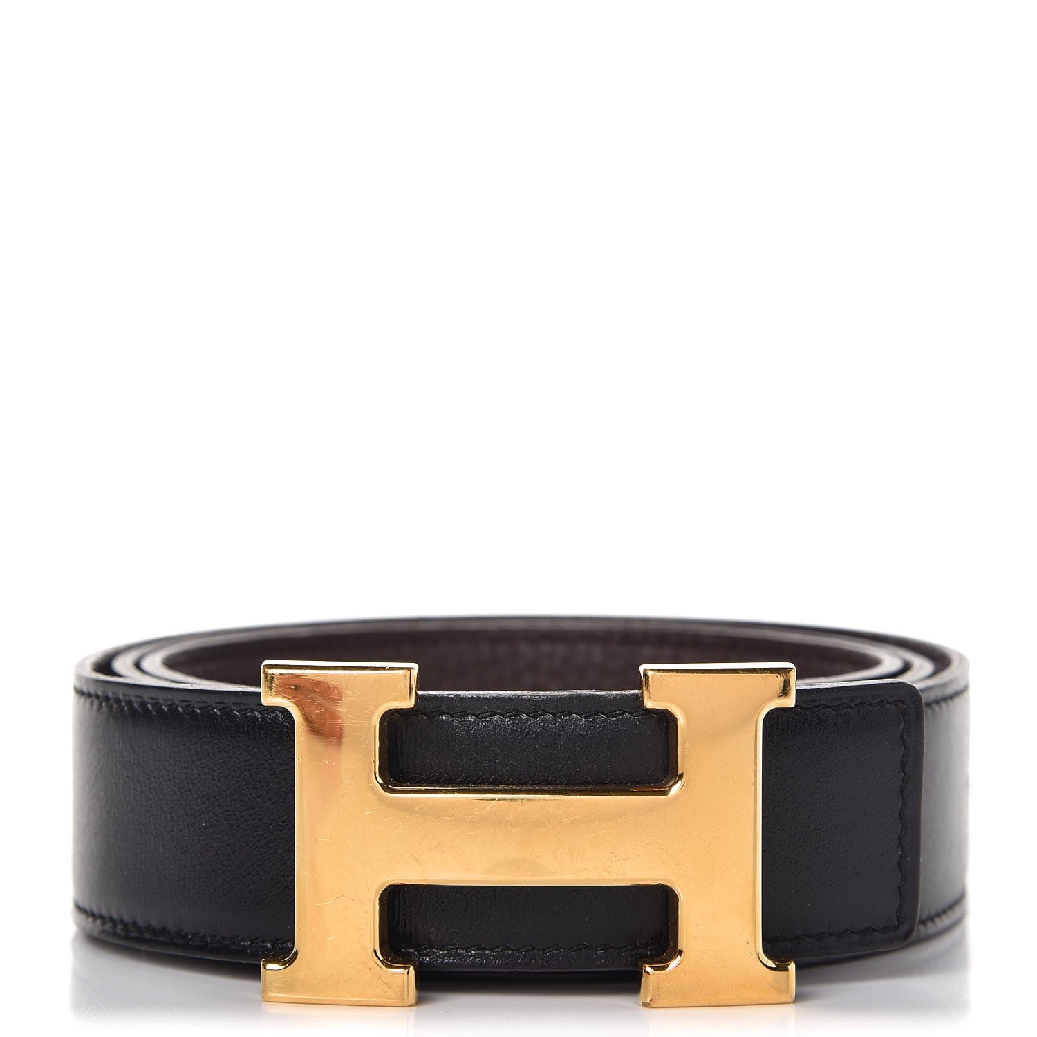 Hermes Box Togo 32mm H Belt 95 Black Chocolate 1 of 7