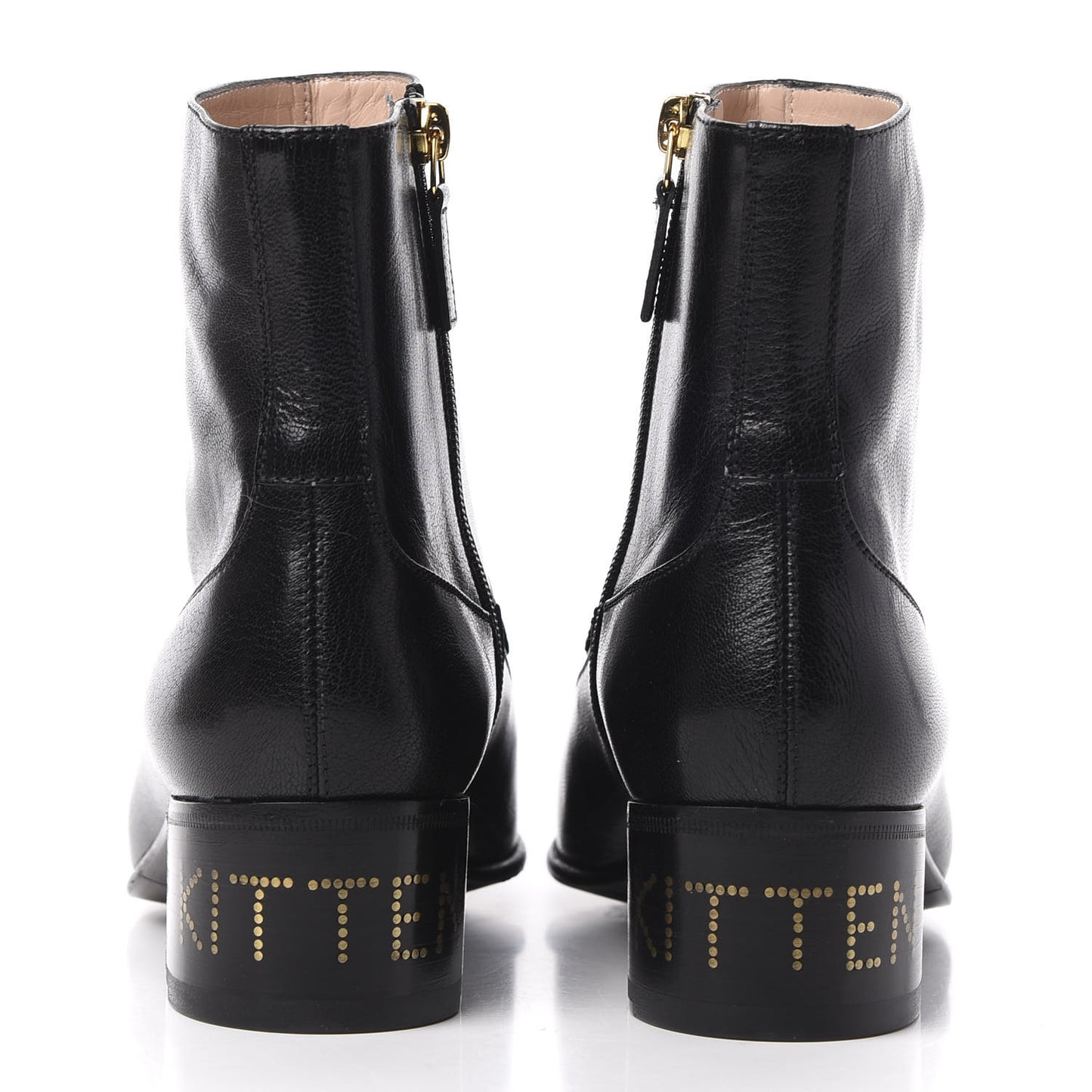 Goatskin Kitten Chain Horsebit Ankle Boots 38 Black