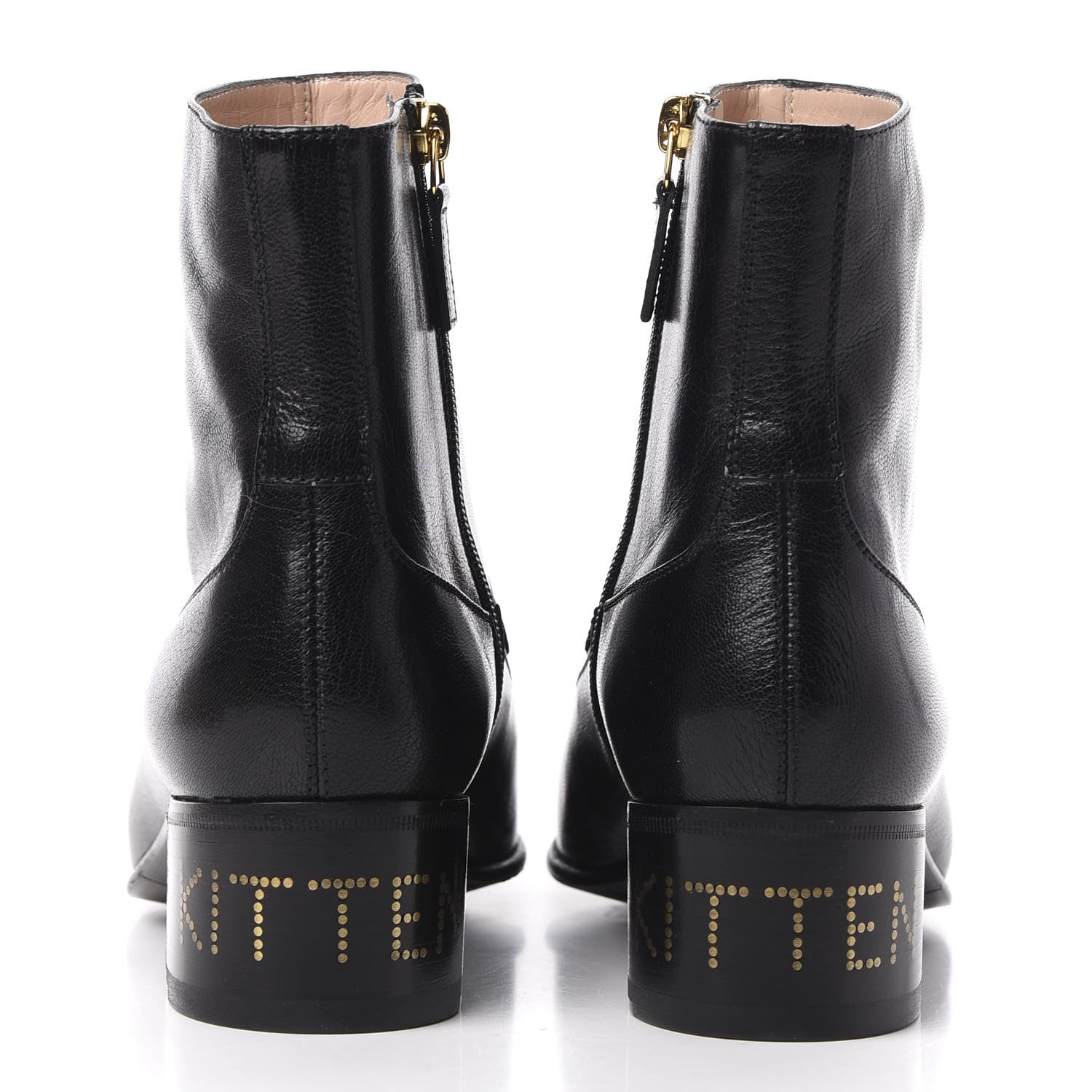 Gucci Goatskin Kitten Chain Horsebit Ankle Boots 38 Black 7 of 12