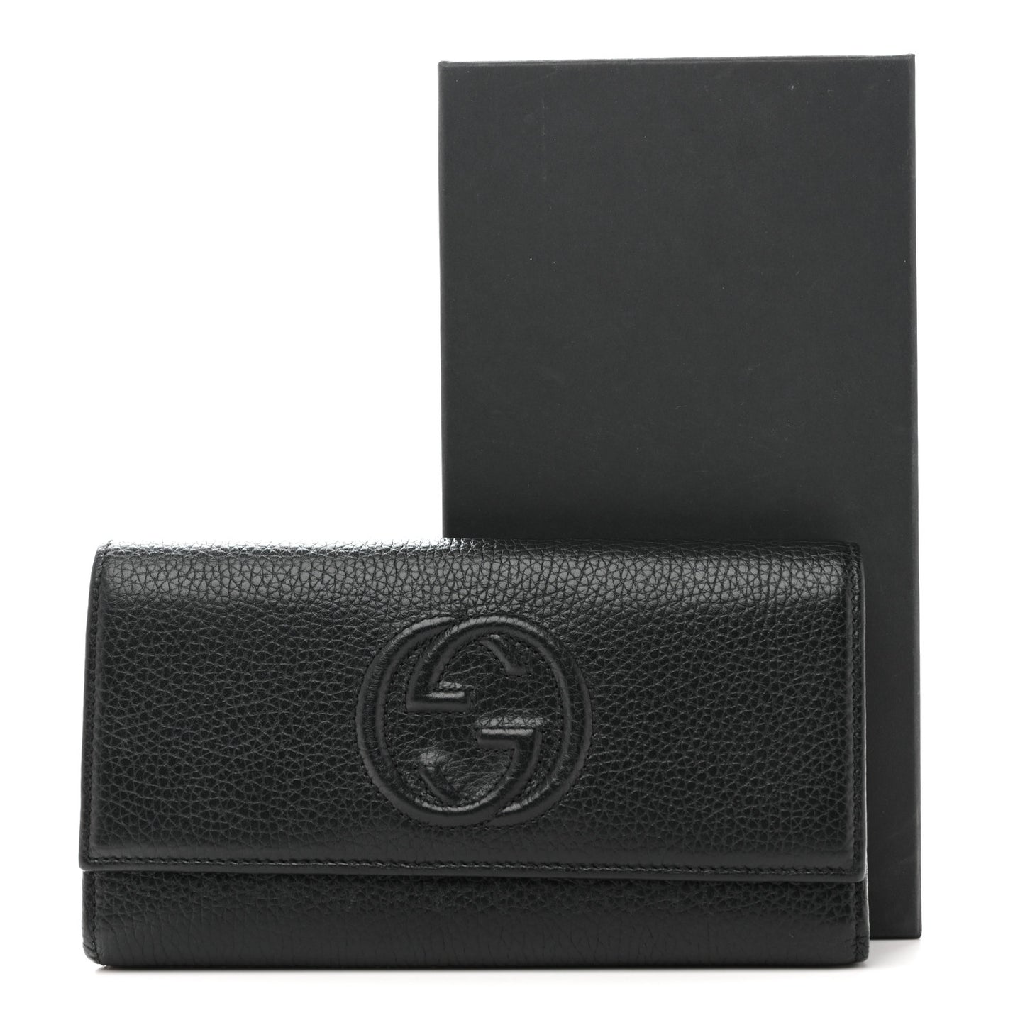 Pebbled Calfskin Large Soho Continental Wallet Black