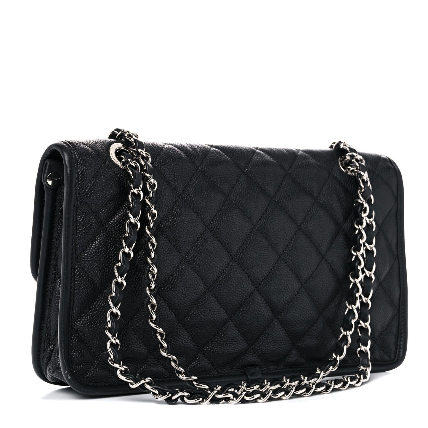 Caviar Quilted Medium French Riviera Flap Black