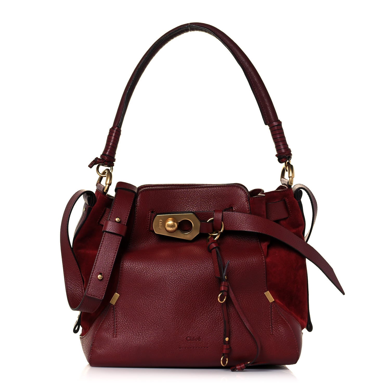 Chloe Suede Calfskin Medium Owen Bucket Bag Sienna Red 1 of 19