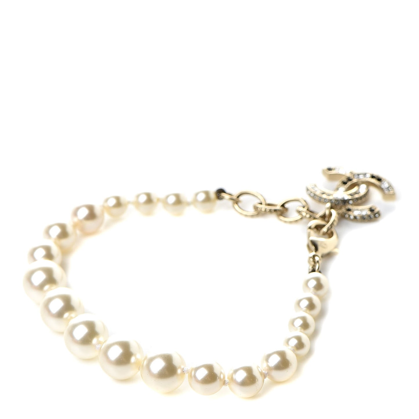 Pearl Crystal CC Bracelet Gold