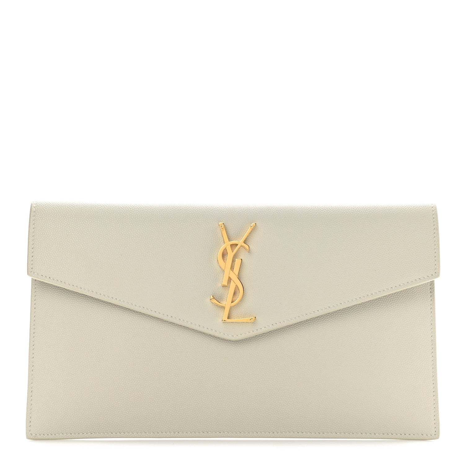 Saint Laurent Smooth Shiny Calfskin Medium Uptown Pouch Crema Soft 1 of 7