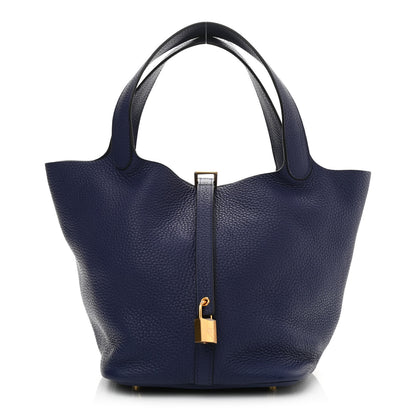 Hermes Taurillon Clemence Picotin Lock 22 MM Bleu Encre 1 of 9