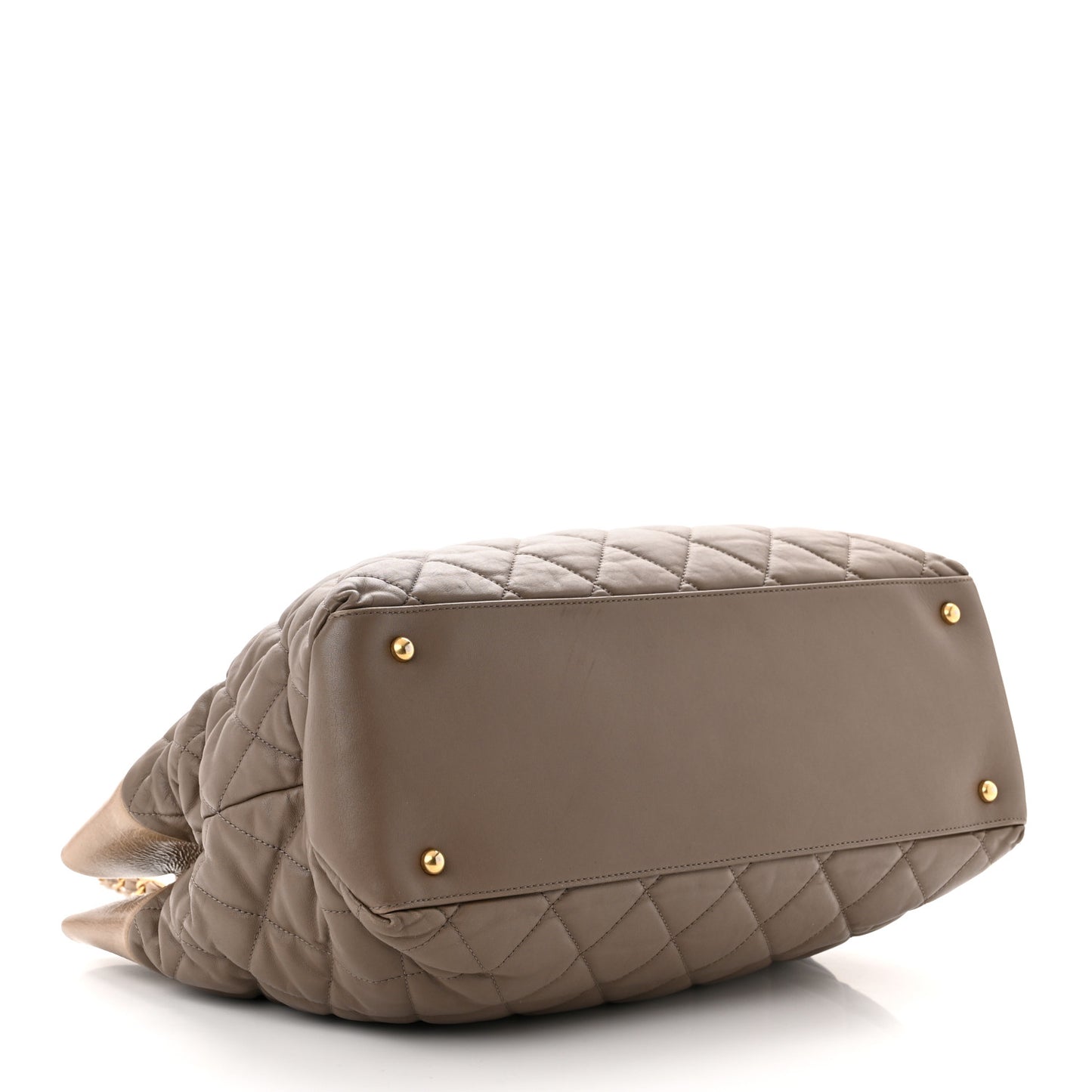 Calfskin Quilted Large Soft Elegance Tote Beige