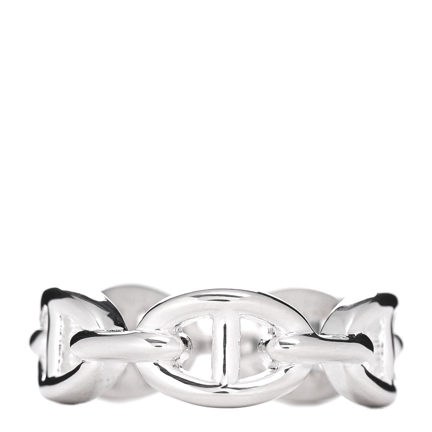 Hermes Sterling Silver PM Chaine d'Ancre Enchainee Band Ring 53 6.5 1 of 6