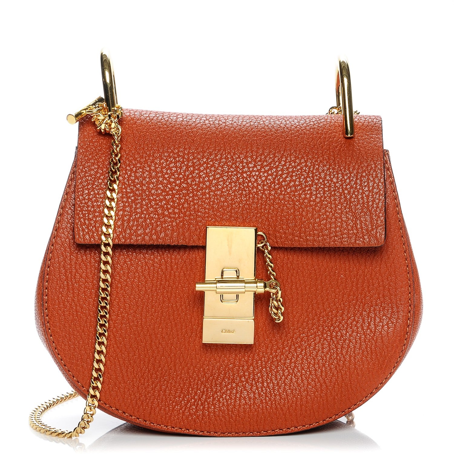 Chloe Grained Lambskin Mini Drew Shoulder Bag Foxy Orange 1 of 6