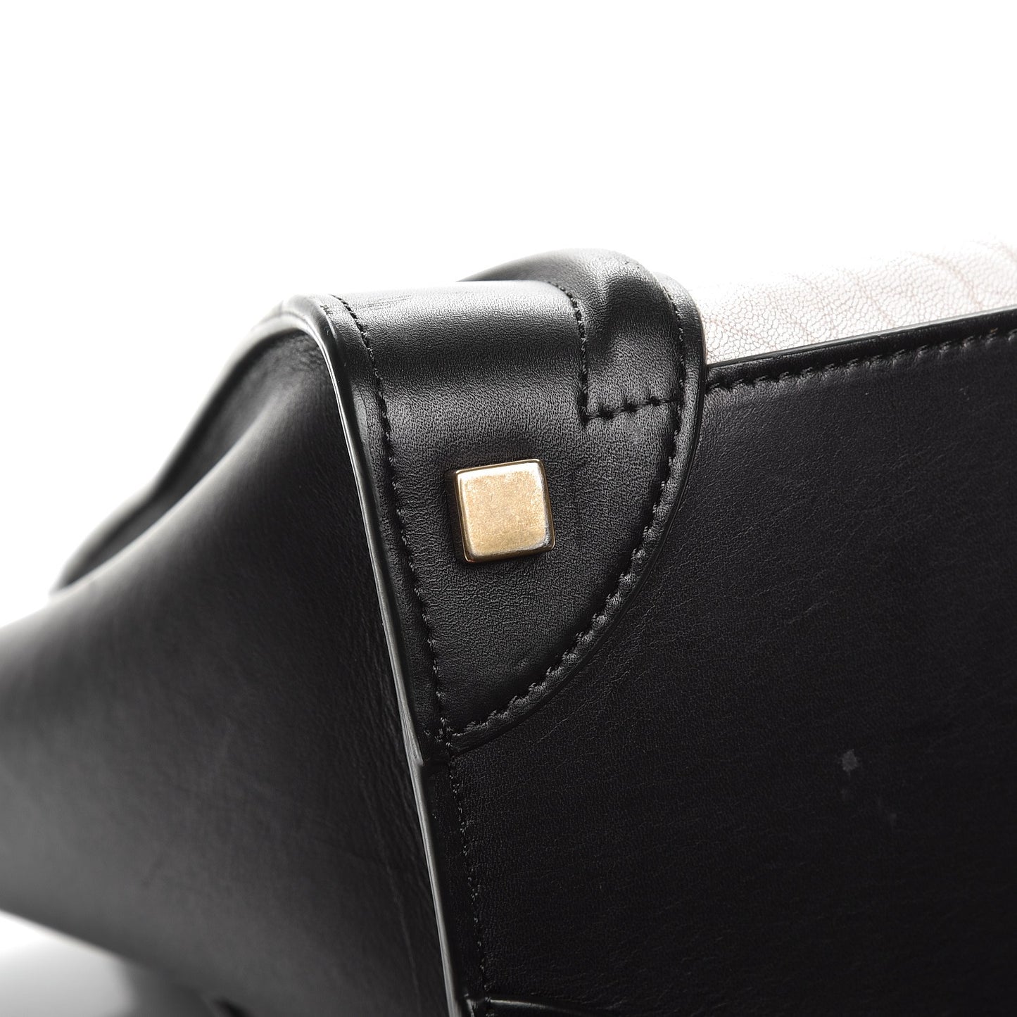 Shrunken Lambskin Micro Bi-Color Luggage Black White