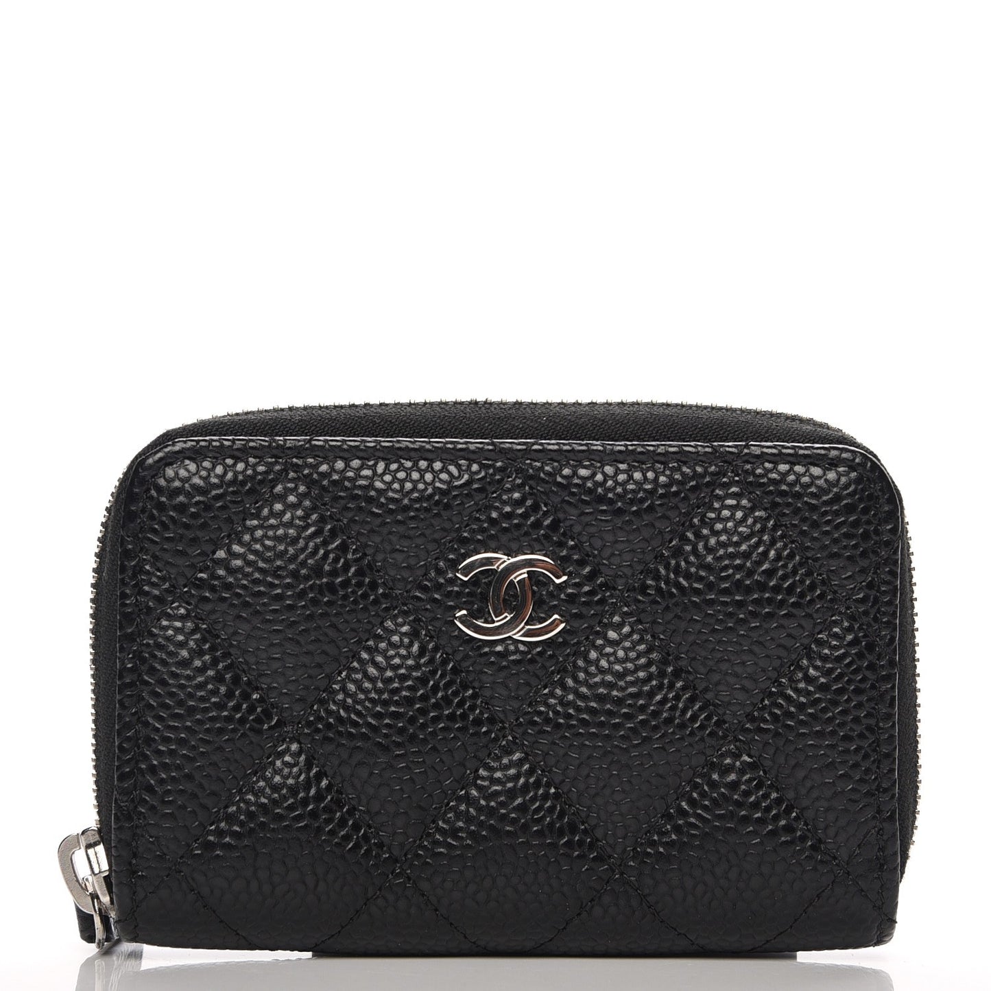 Caviar Quilted Zip Coin Purse Black