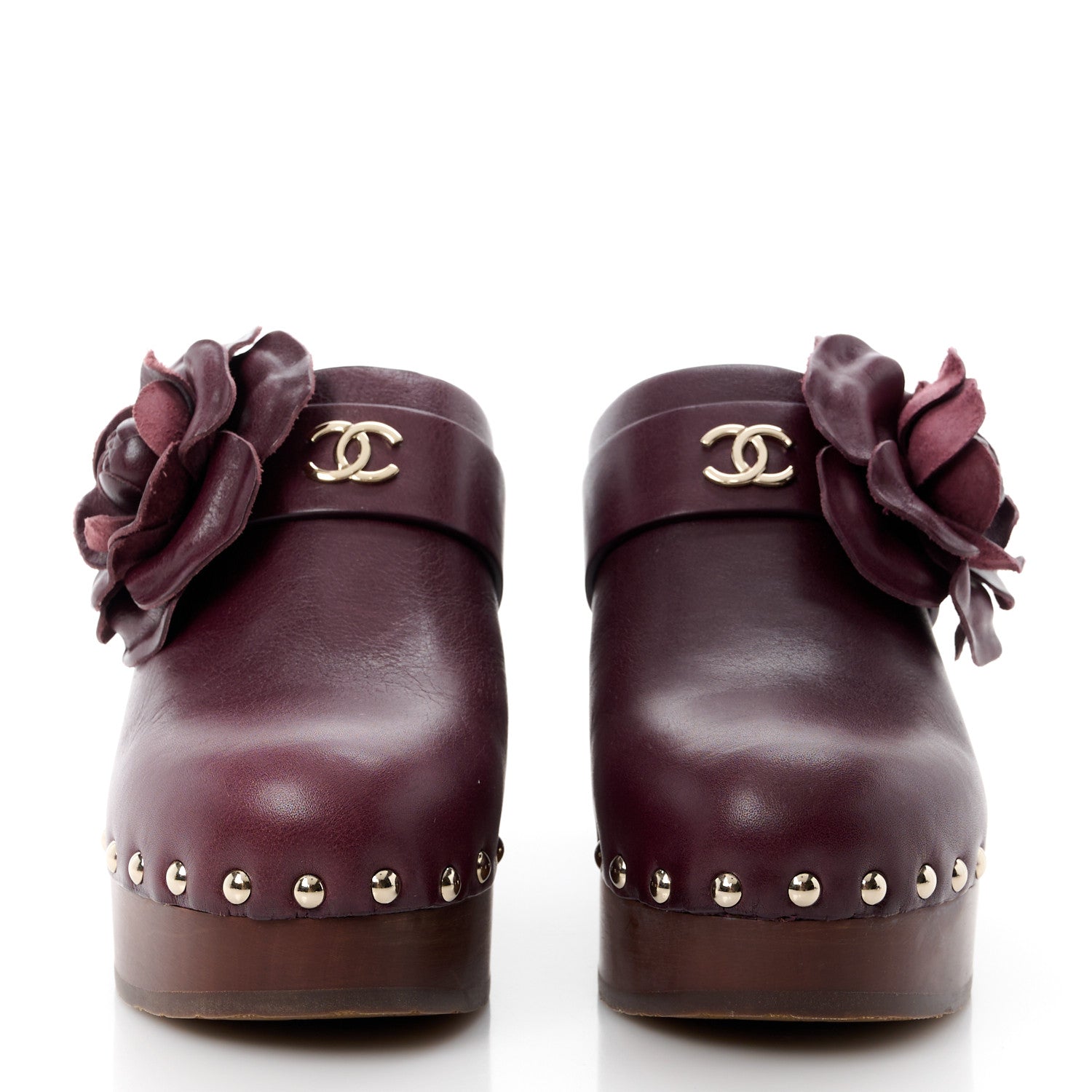 Chanel Calfskin Camellia Clogs 36 Dark Purple 2 of 10