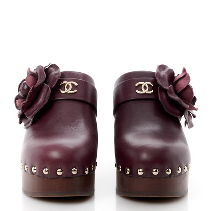 Chanel Calfskin Camellia Clogs 36 Dark Purple 2 of 10