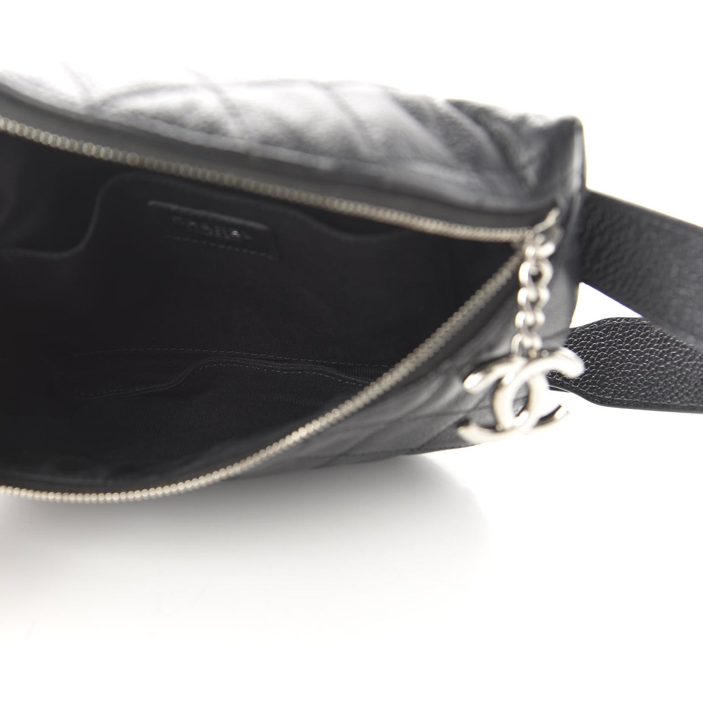 Grained Calfskin Quilted Waist Belt Bag Black