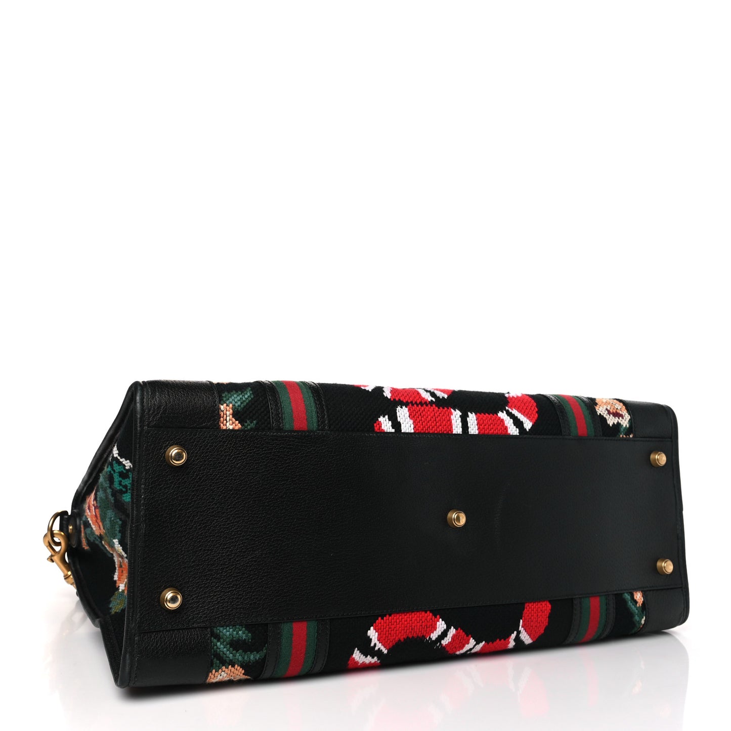 Needlepoint Calfskin Kingsnake Web Large Duffle Bag Black Multicolor