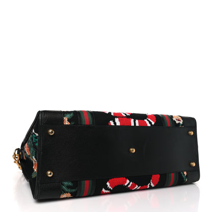 Gucci Needlepoint Calfskin Kingsnake Web Large Duffle Bag Black Multicolor 3 of 11