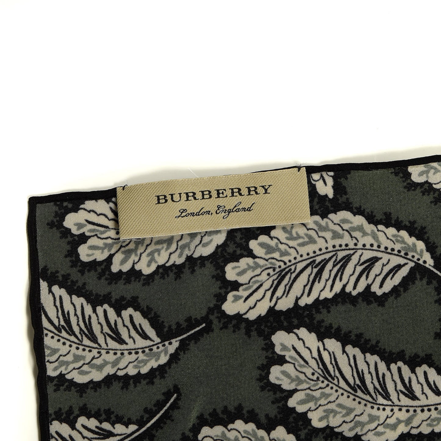 Silk Leaf Print Scarf Dusty Green