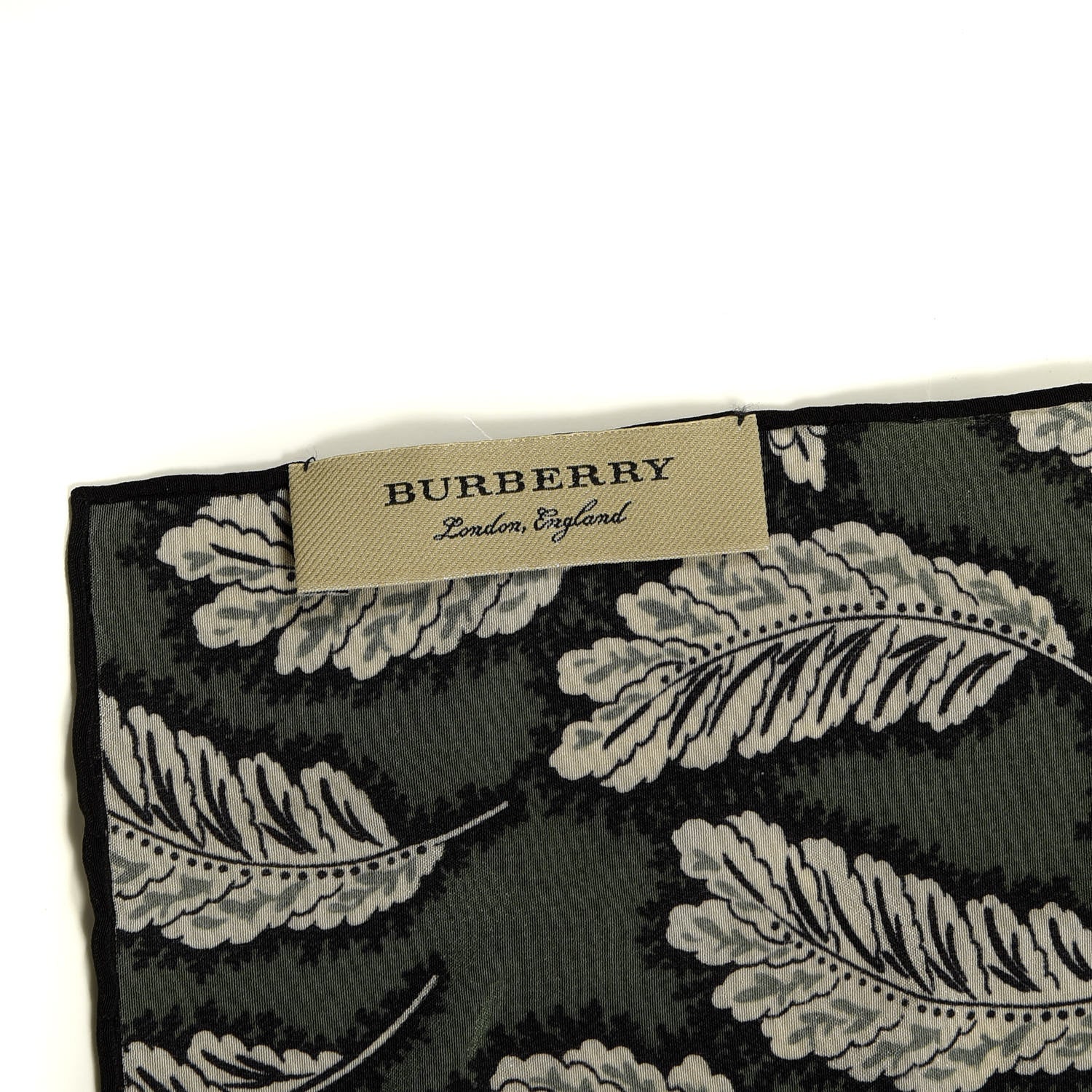 Burberry Silk Leaf Print Scarf Dusty Green 4 of 5