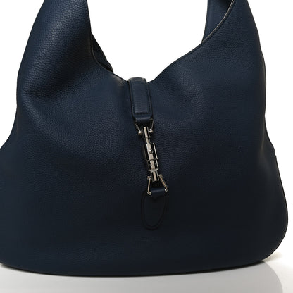 Gucci Soft Grained Calfskin Large Jackie Hobo Classic Blue Marine 9 of 11