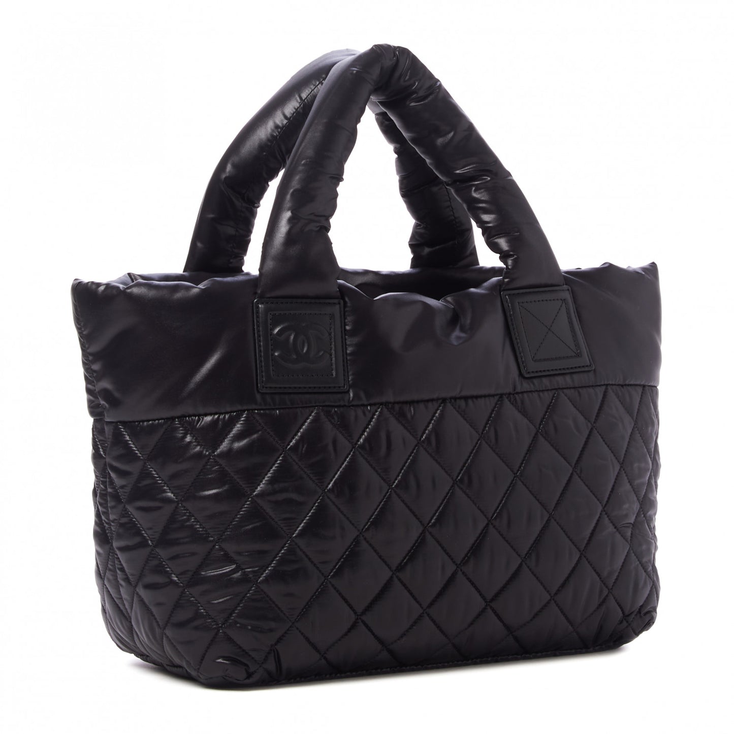 Nylon Quilted Coco Cocoon Medium Reversible Tote Black Red