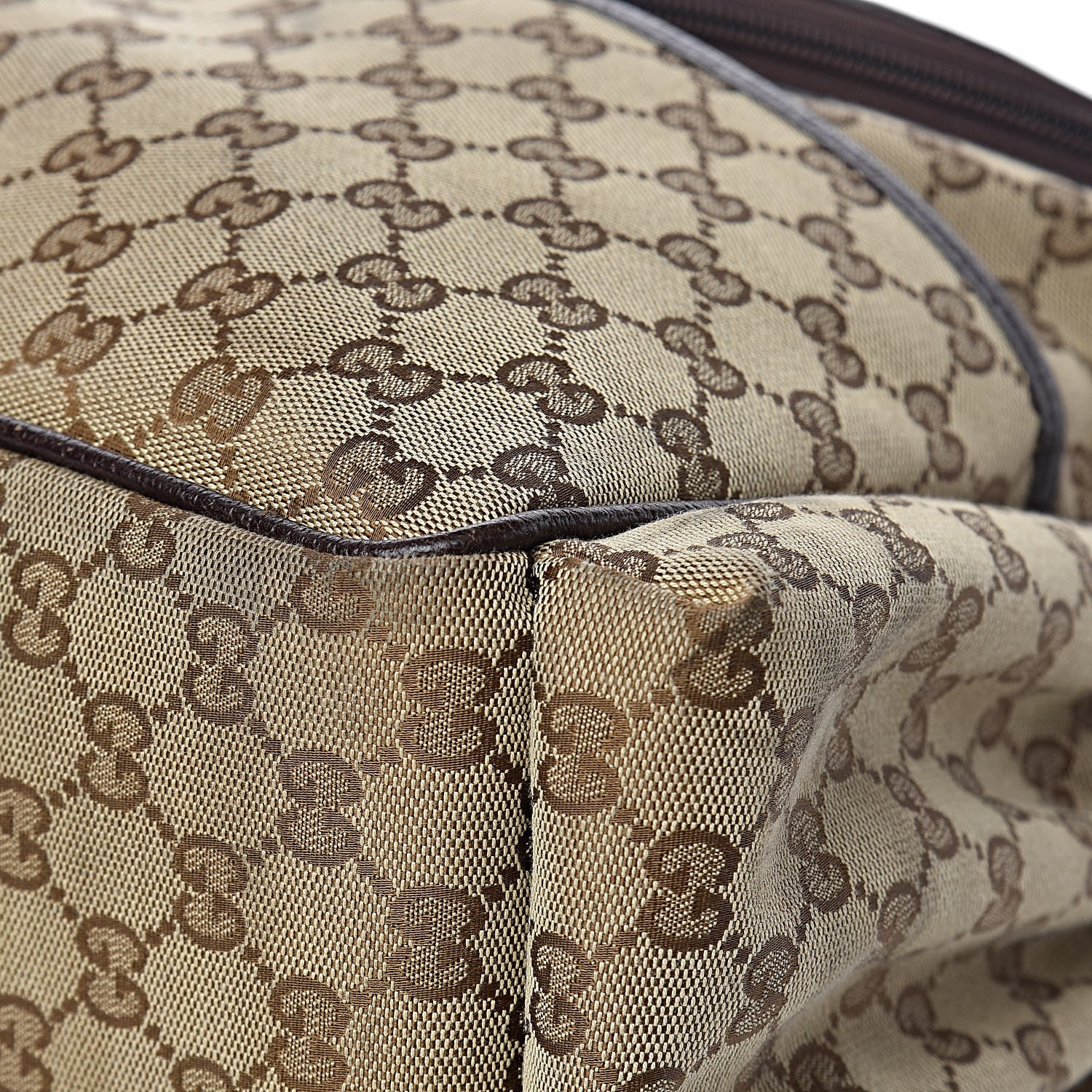 Gucci Monogram Natural Pigskin Large Diaper Bag Beige Ebony Cocoa Dark Chocolate 10 of 13