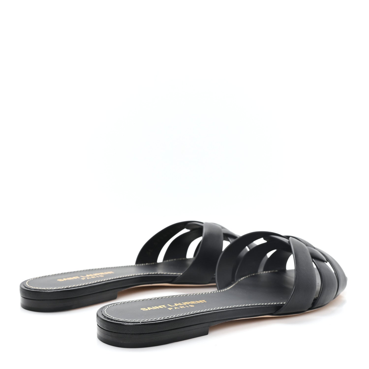Saint Laurent Calfskin Tribute 05 Slide Sandals 38 Black 5 of 10
