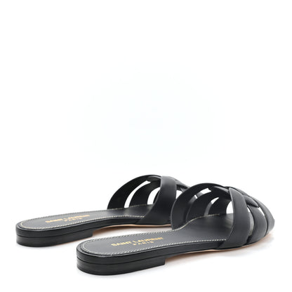 Saint Laurent Calfskin Tribute 05 Slide Sandals 38 Black 5 of 10