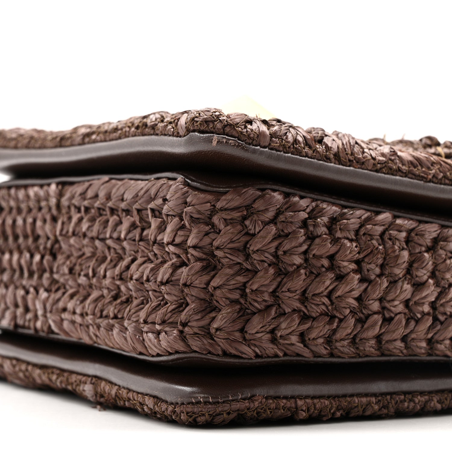 Valentino Garavani Raffia One Stud Chain Clutch Dark Brown 9 of 14