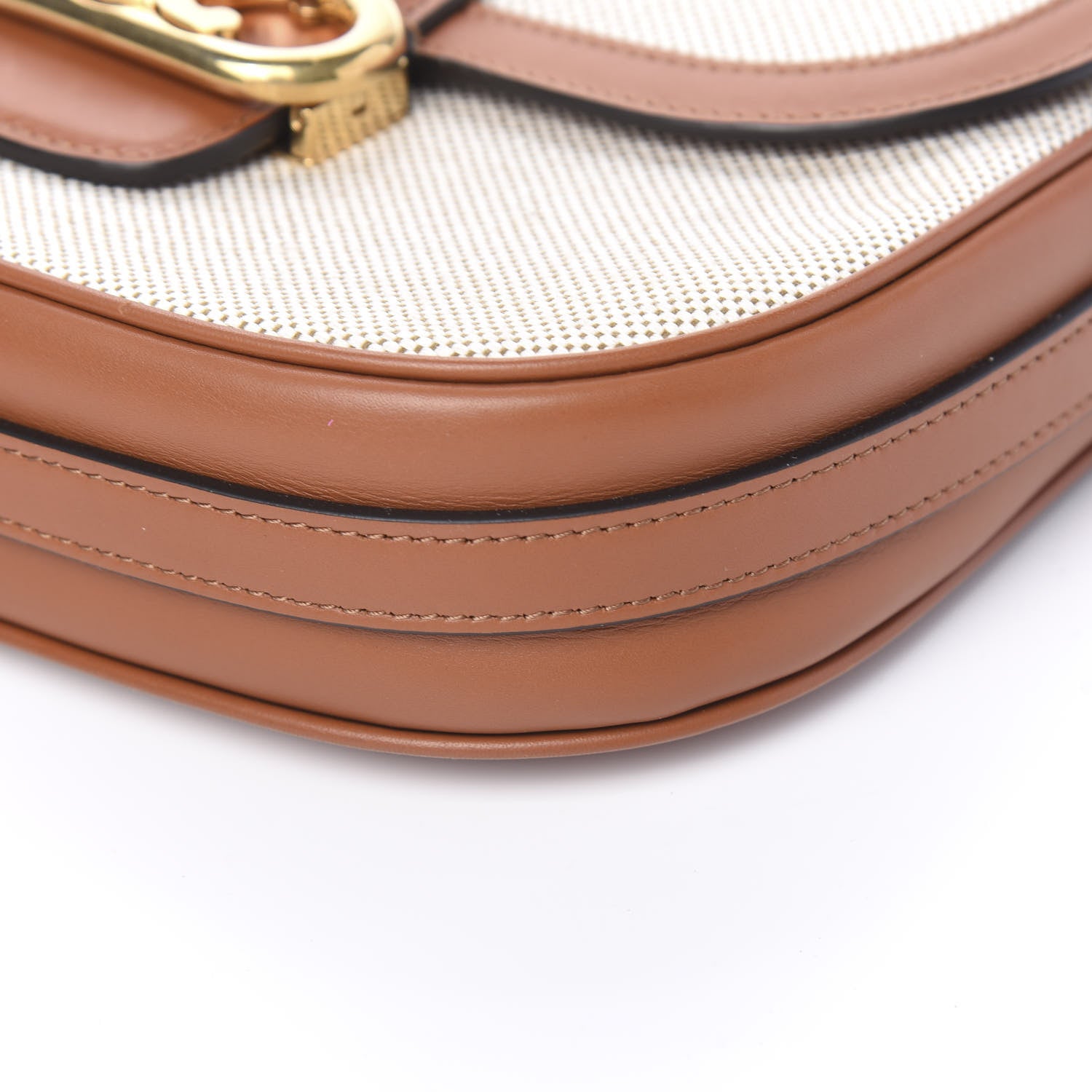 Celine Textile Natural Calfskin Medium Chain Maillon Triomphe Tan White 7 of 8