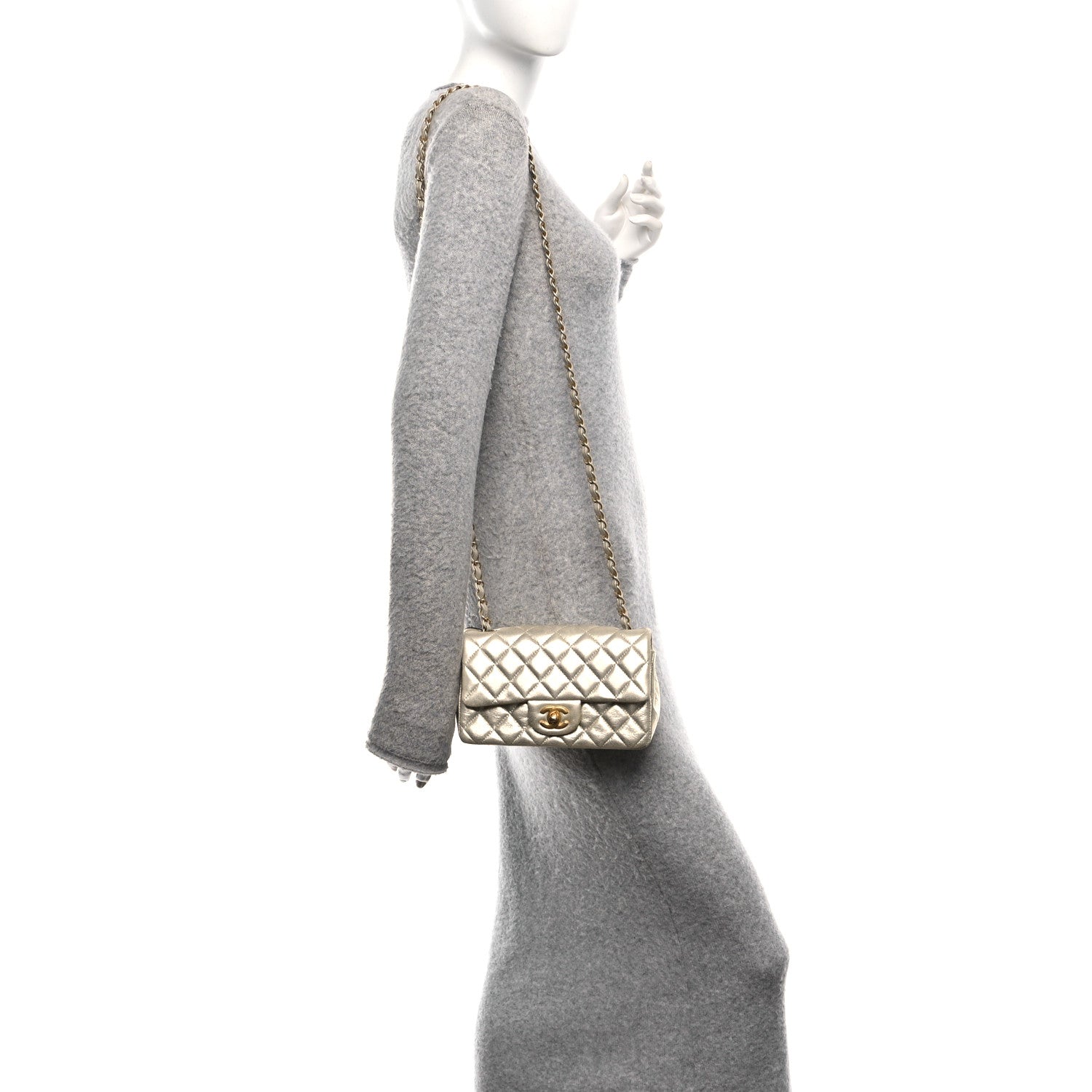 Chanel Metallic Lambskin Quilted Mini Rectangular Flap Gold 2 of 10