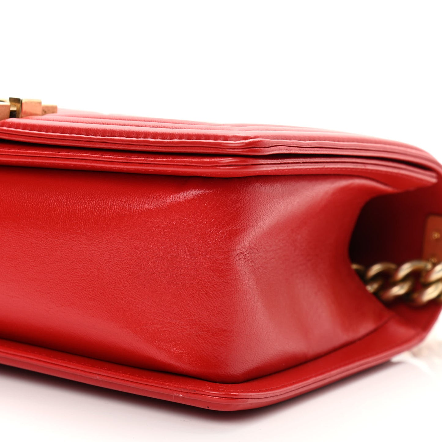 Lambskin Quilted Medium Boy Flap Red