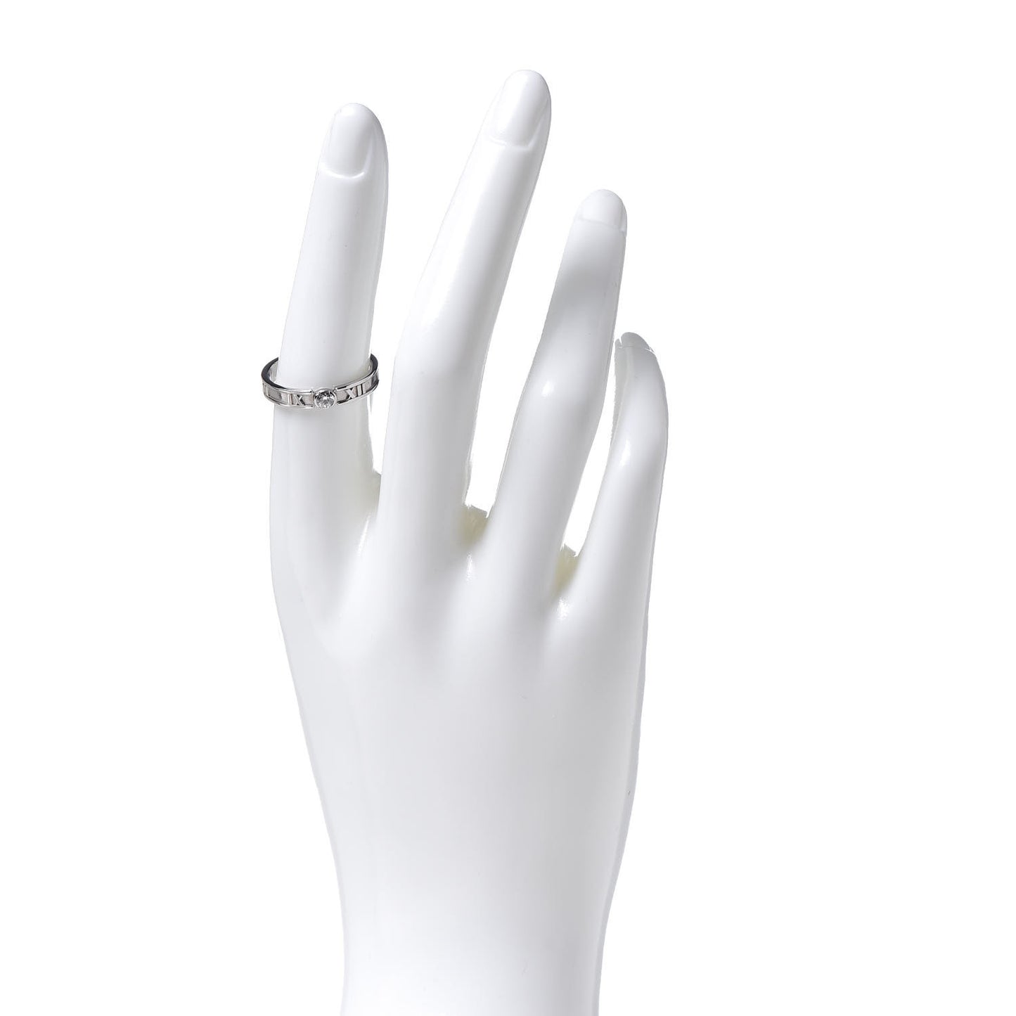 18K White Gold Diamond Atlas Solitaire Band Ring 56 7.5
