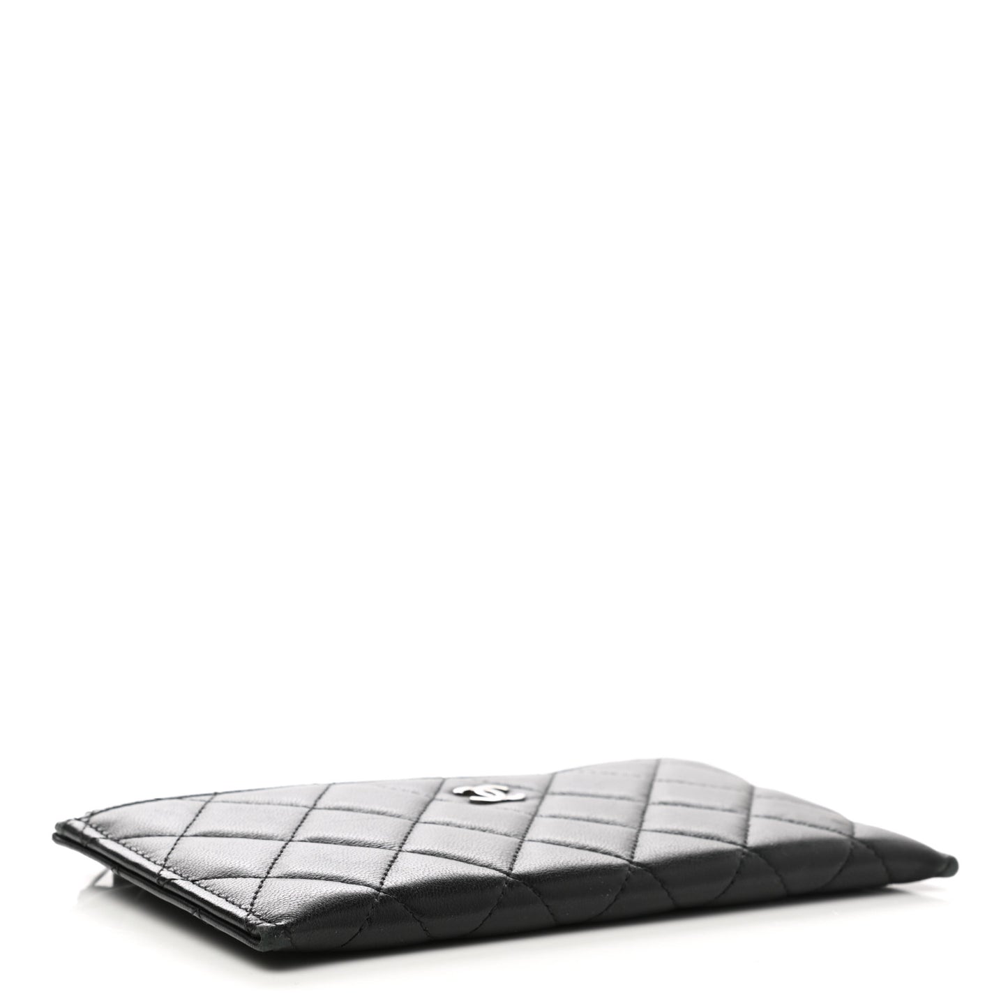Lambskin Quilted Classic Zip Pouch Black