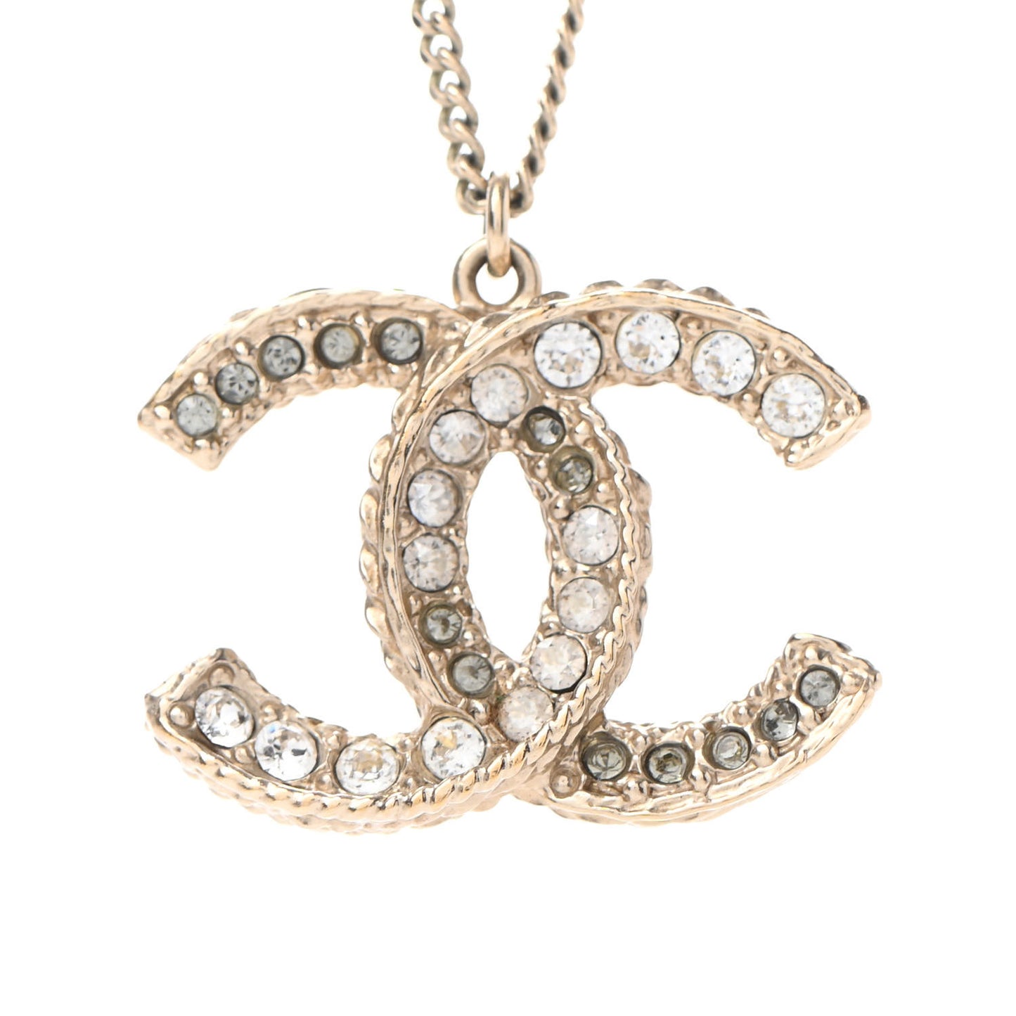 Crystal CC Pendant Necklace Gold