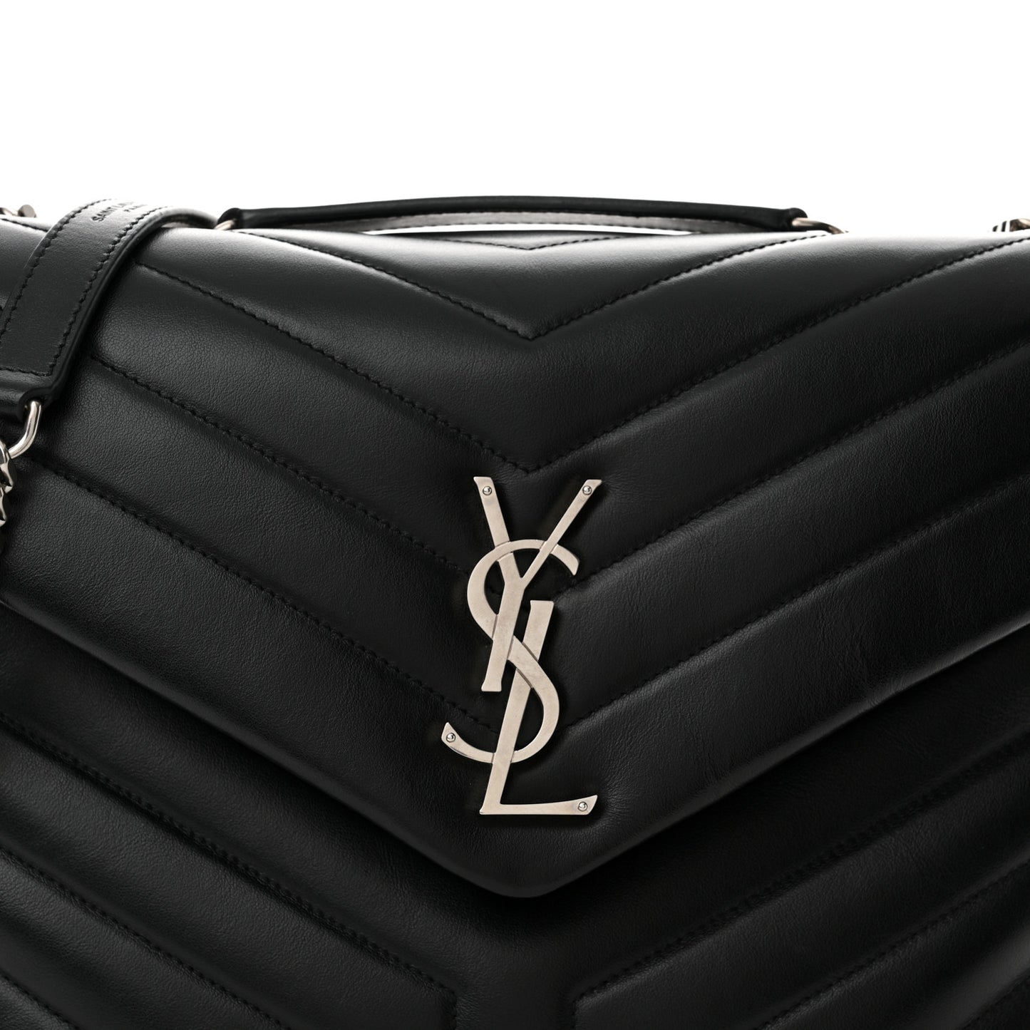 Calfskin Y Quilted Monogram Medium Loulou Chain Satchel Black