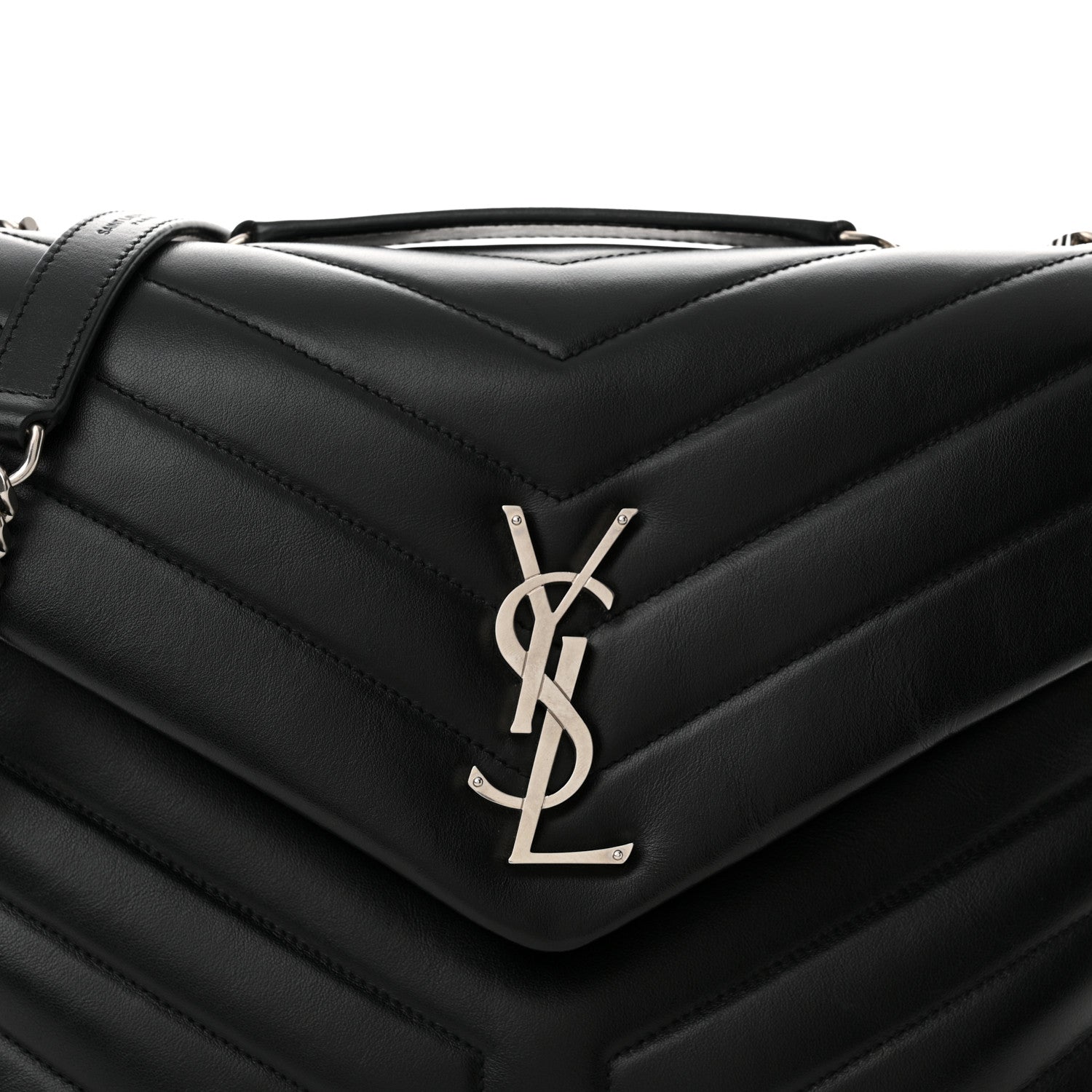 Saint Laurent Calfskin Y Quilted Monogram Medium Loulou Chain Satchel Black 8 of 14