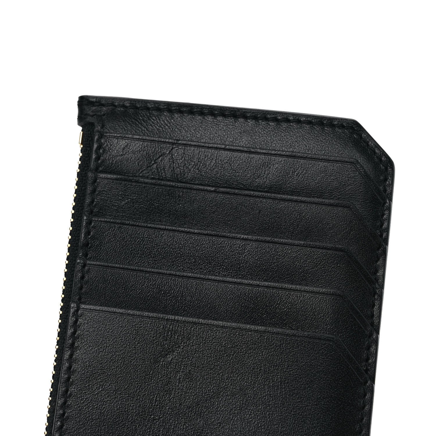 Saint Laurent Calfskin 5 Fragments Zip Pouch Card Holder Black 7 of 8