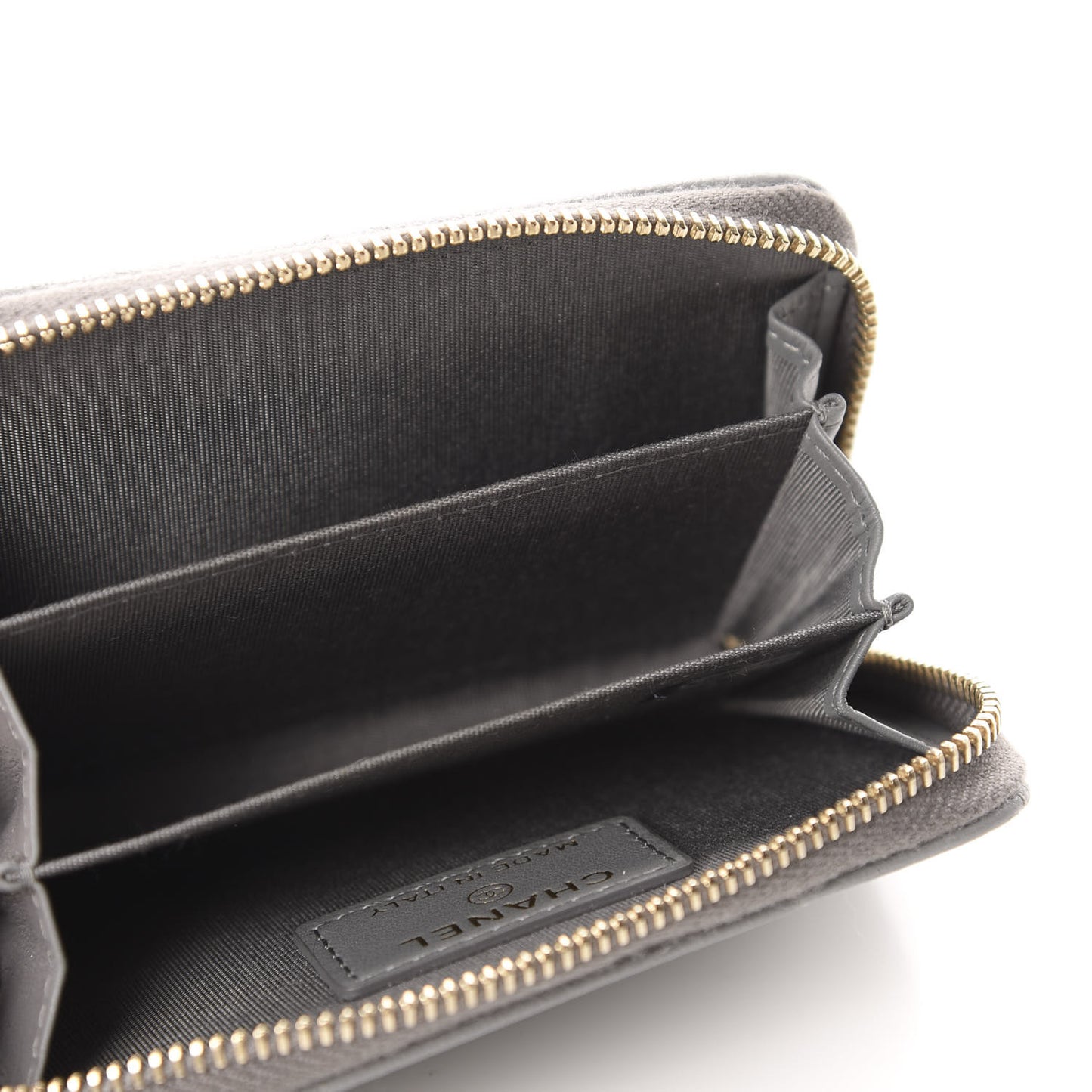 Goatskin Quilted 19 Zip Around Coin Purse Wallet Gray