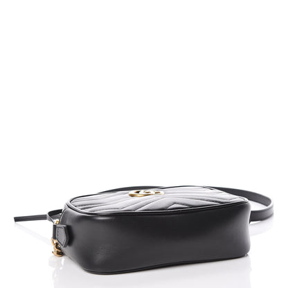 Gucci Calfskin Matelasse Mini GG Marmont Chain Shoulder Bag Black 4 of 11