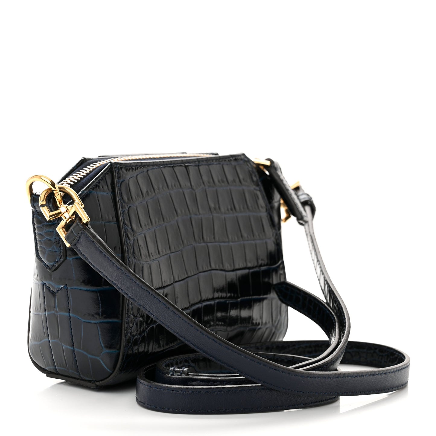 Calfskin Crocodile Embossed Nano Antigona Navy